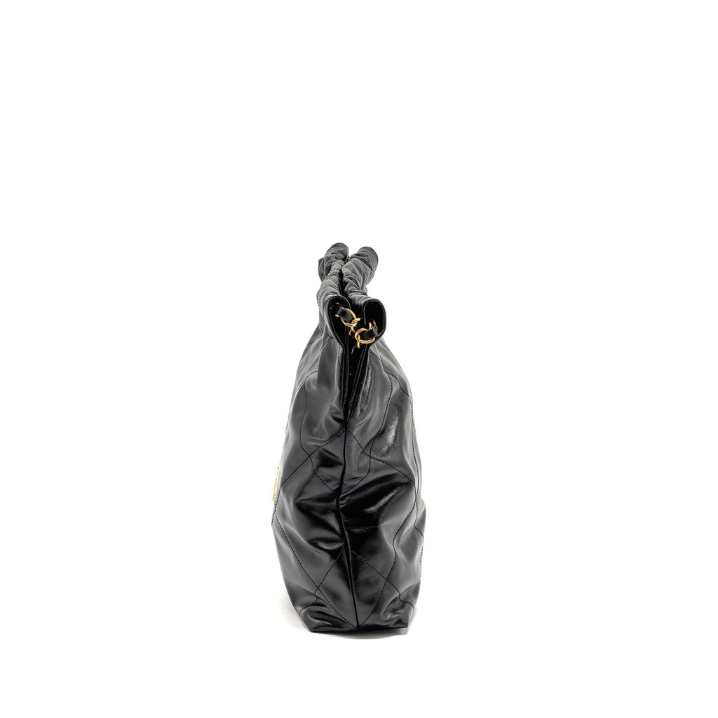 CHANEL SMALL 22BAG SHINY CALFSKIN BLACK GHW (MICROCHIP)