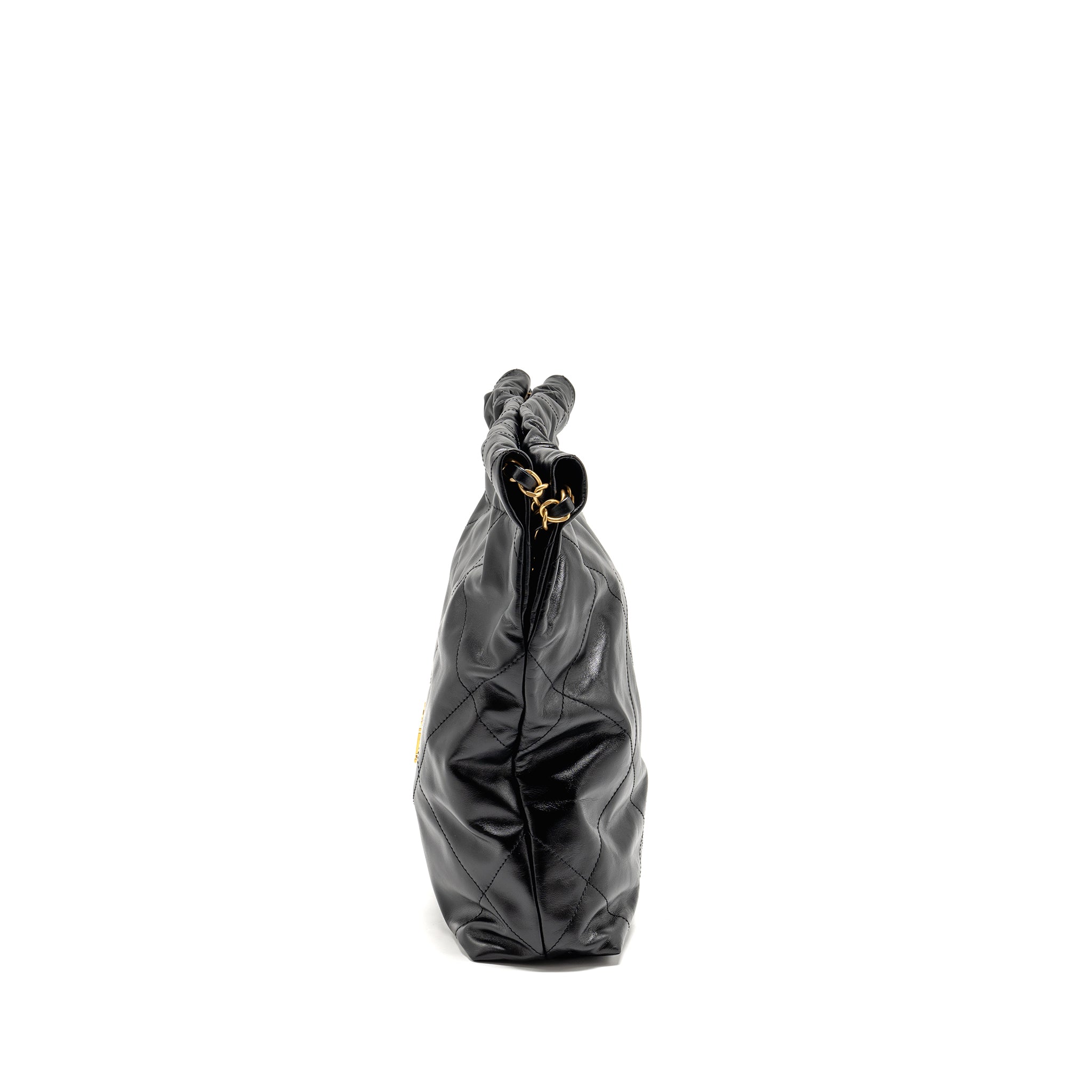 CHANEL SMALL 22BAG SHINY CALFSKIN BLACK GHW (MICROCHIP)