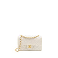 CHANEL VINTAGE SMALL CLASSIC DOUBLE FLAP BAG LAMBSKIN WHITE GHW