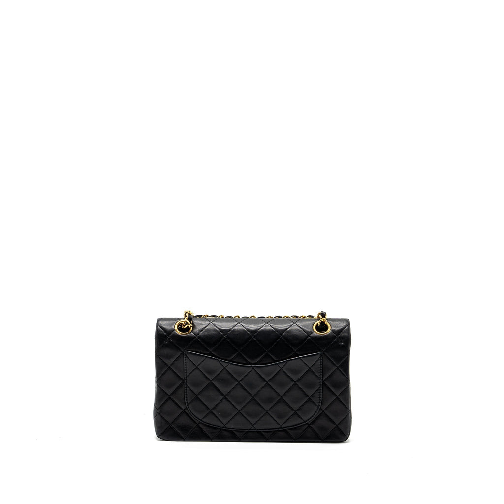 CHANEL VINTAGE SMALL CLASSIC DOUBLE FLAP BAG LAMBSKIN BLACK GHW