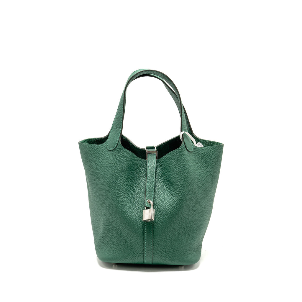 HERMES PICOTIN 22 LOCK BAG CLEMENCE VERT MOYEN SHW