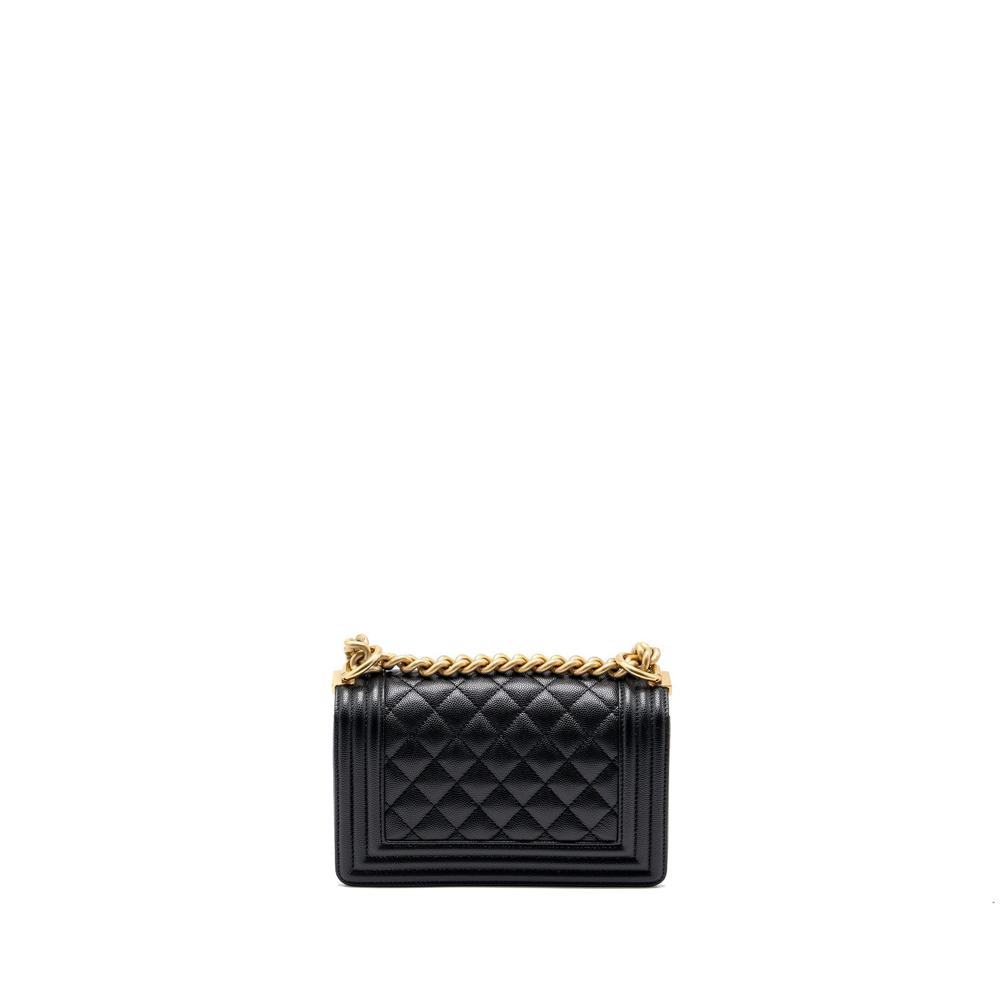 CHANEL SMALL BOY BAG CAVIAR BLACK GHW(MICROCHIP)
