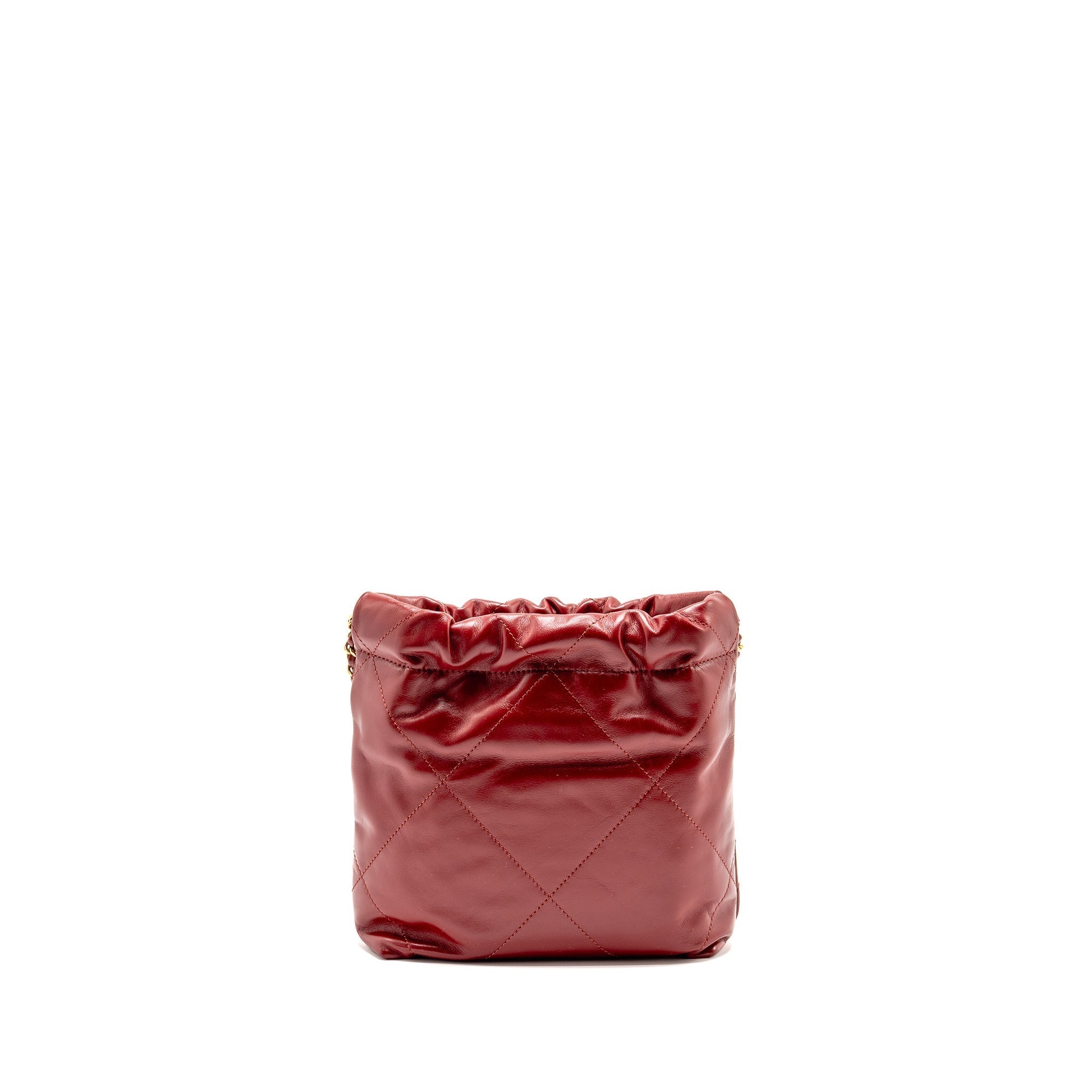 CHANEL MINI 22 BAG SHINY CALFSKIN RED GHW (MICROCHIP)