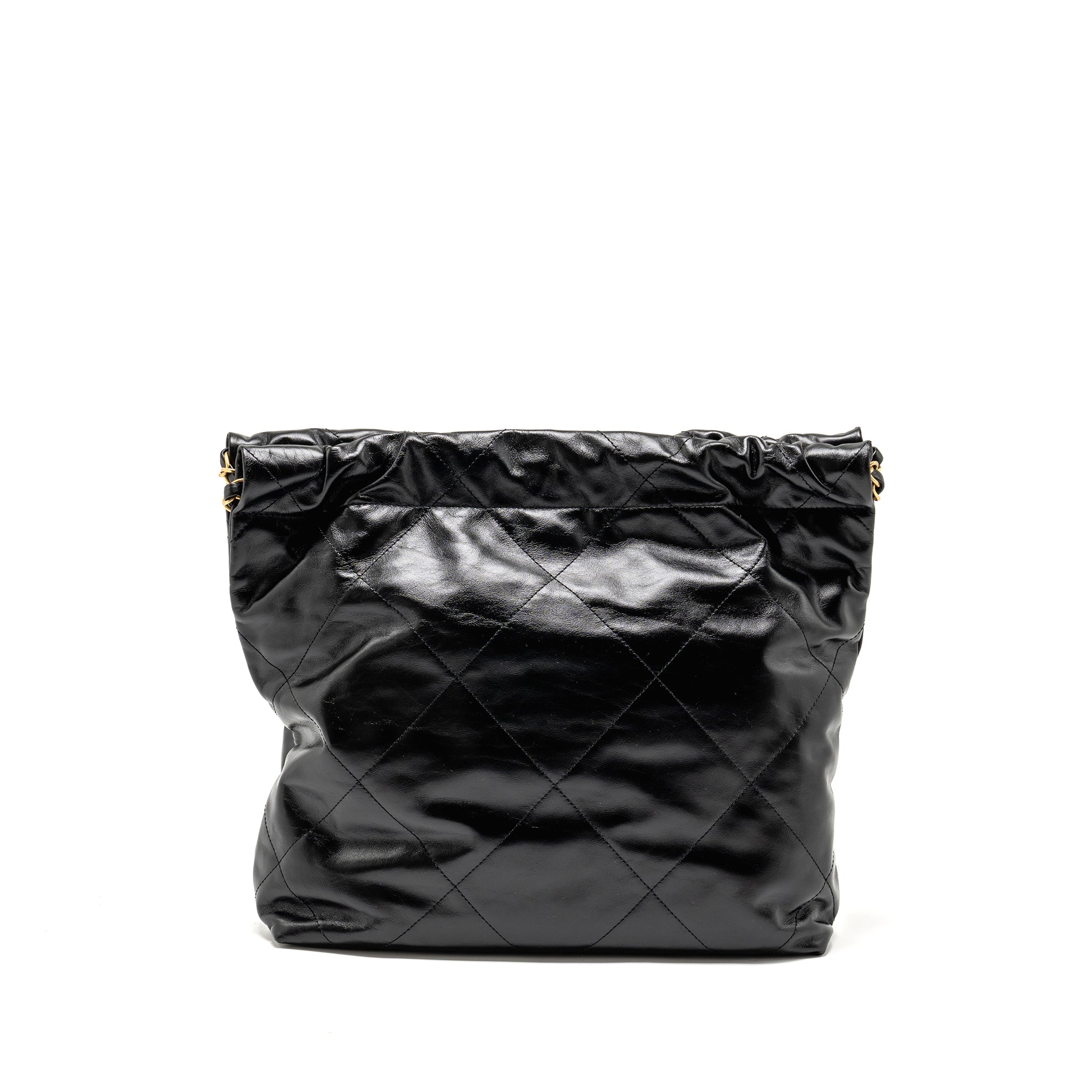 CHANEL SMALL 22BAG SHINY CALFSKIN BLACK GHW (MICROCHIP)
