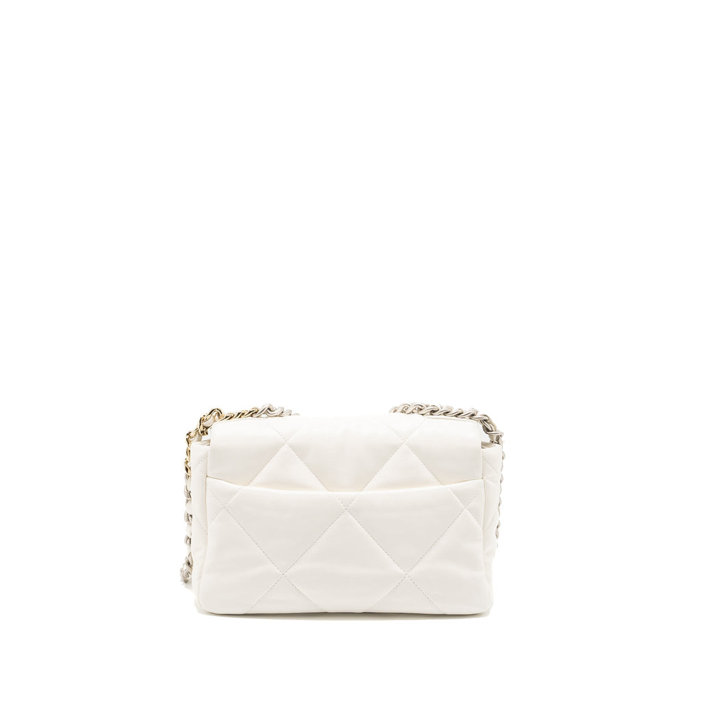 CHANEL SMALL 19 BAG LAMBSKIN WHITE MULTICOLOUR HARDWARE (MICROCHIP)
