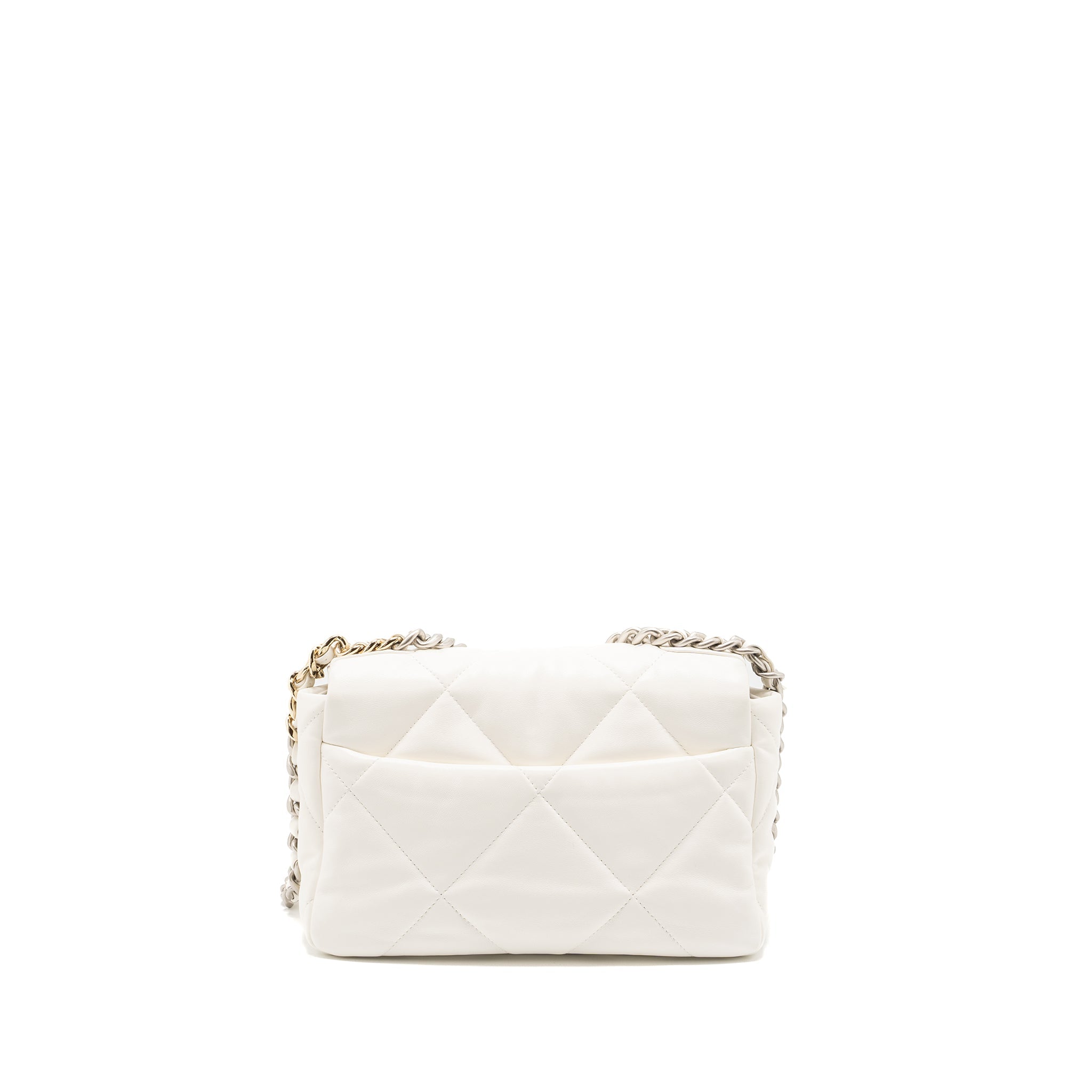 CHANEL SMALL 19 BAG LAMBSKIN WHITE MULTICOLOUR HARDWARE (MICROCHIP)