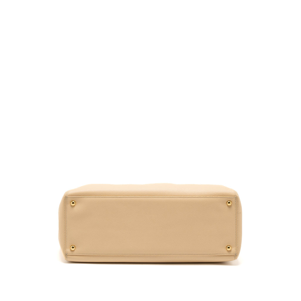 CHANEL CERF TOTE BAG GRAINED CALFSKIN BEIGE GHW