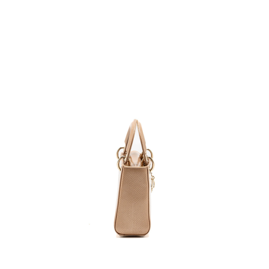Dior mini lady dior lizard embossed calfskin dark beige LGHW