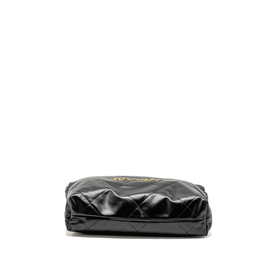 CHANEL SMALL 22BAG SHINY CALFSKIN BLACK GHW (MICROCHIP)