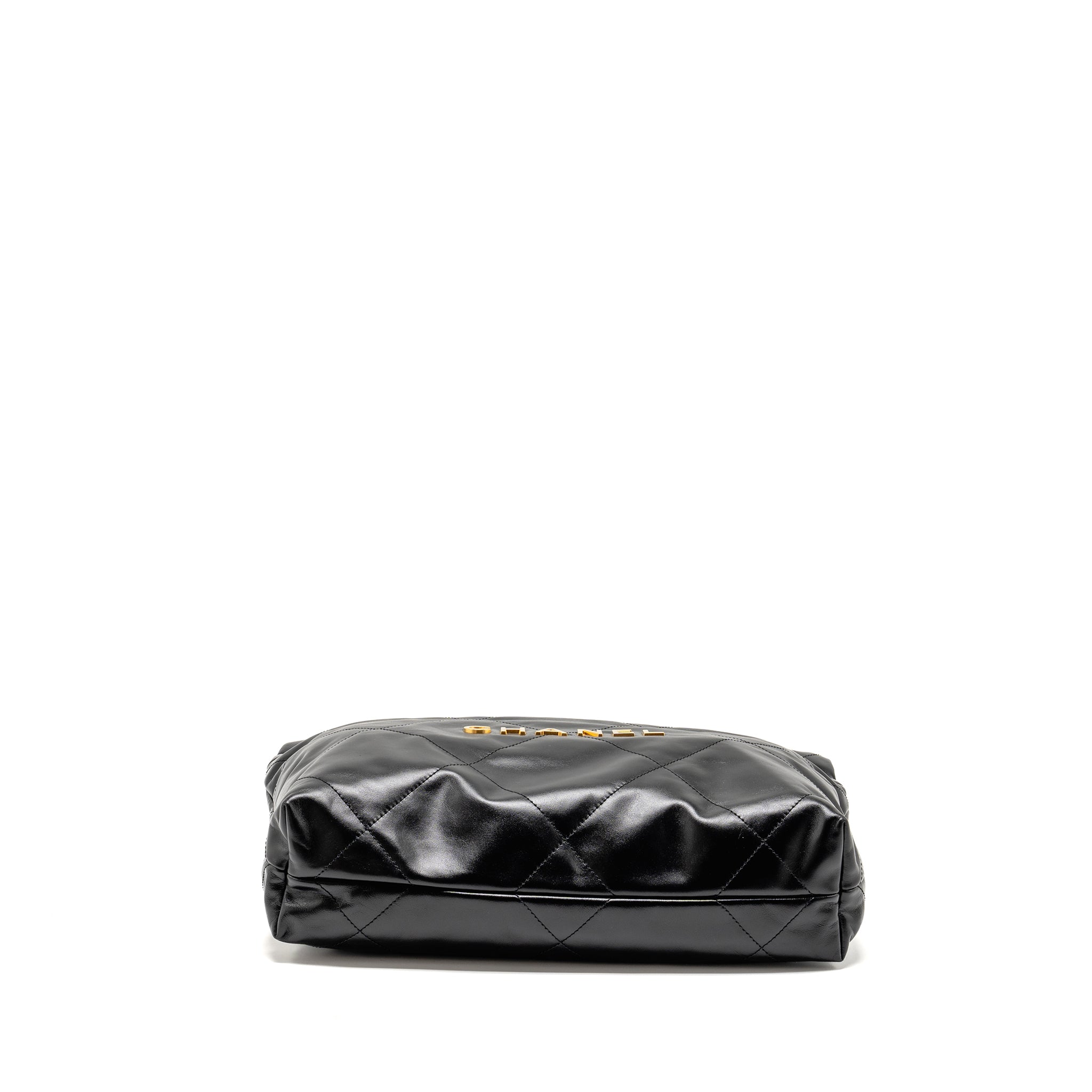 CHANEL SMALL 22BAG SHINY CALFSKIN BLACK GHW (MICROCHIP)