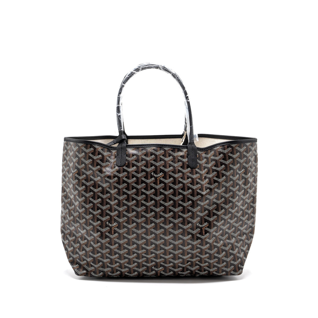 GOYARD SAINT LOUIS PM TOTE BAG GOYARDINE CANVAS/CALFSKIN BLACK SHW