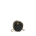 CHANEL ROUND VANITY WITH CHAIN LAMBSKIN BLACK GHW (MICROCHIP)
