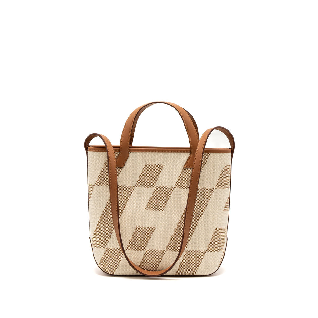 HERMES CABAS H EN BIAIS 27 BAG CANVAS/LEATHER ECRU/NATURAL/GOLD