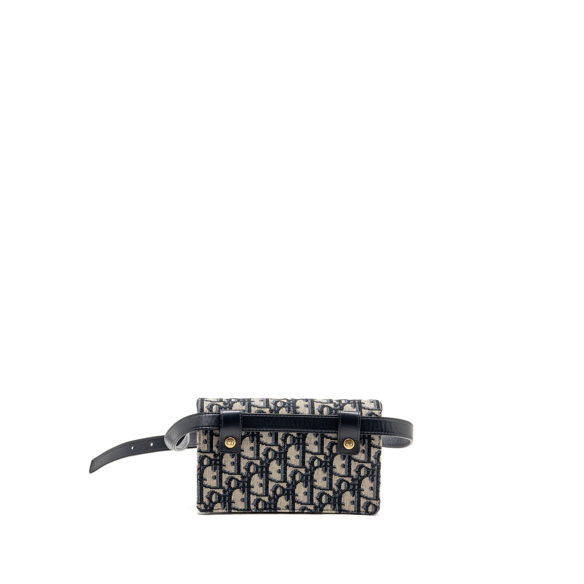 DIOR SADDLE BELT BAG BLUE OBLIQUE JACQUARD CANVAS GHW