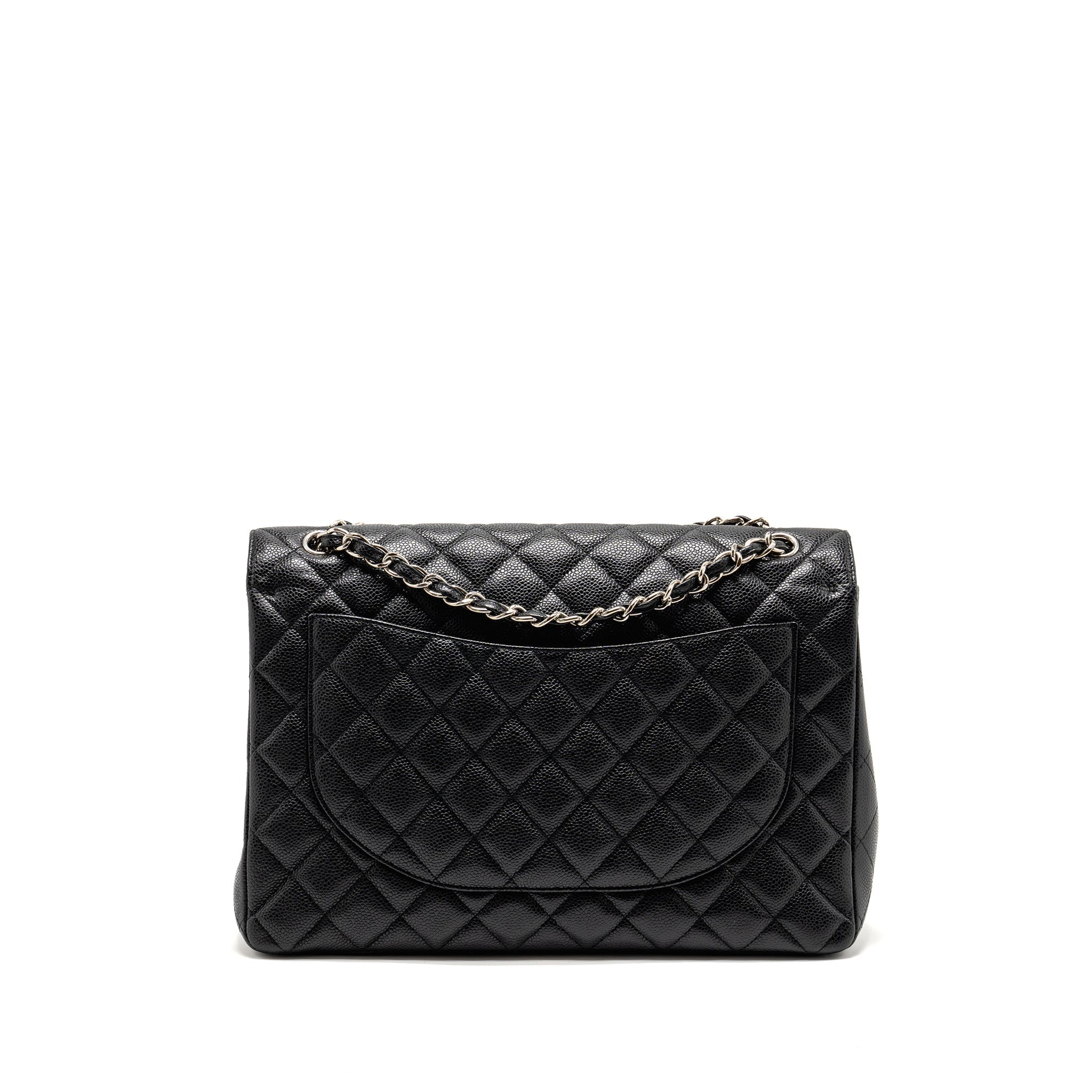 CHANEL MAXI CLASSIC DOUBLE FLAP BAG CAVIAR BLACK SHW