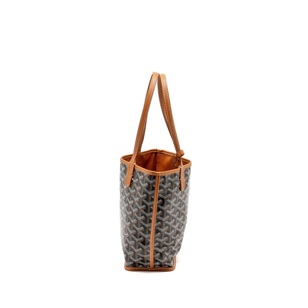 GOYARD MINI ANJOU TOTE BAG GOYARDINE CANVAS / CALFSKIN TAN SHW