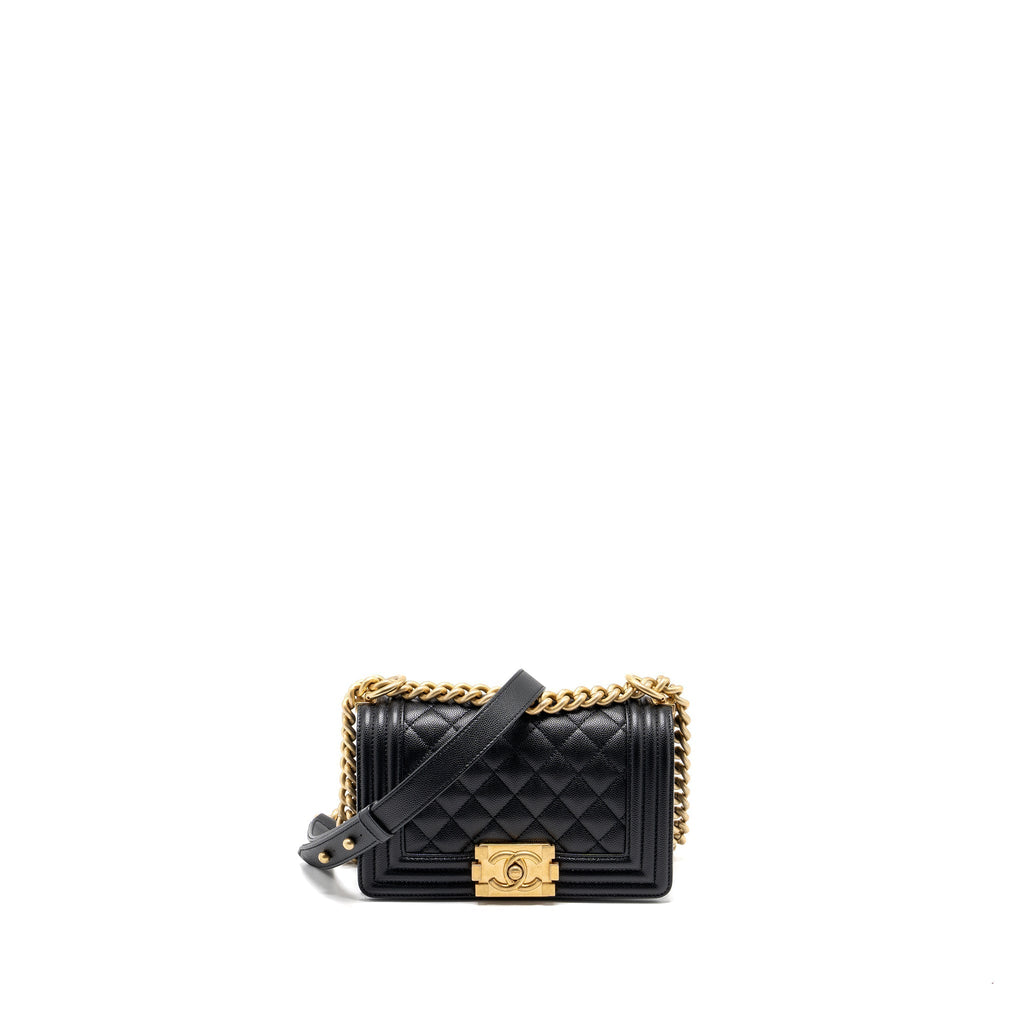 CHANEL SMALL BOY BAG CAVIAR BLACK GHW(MICROCHIP)