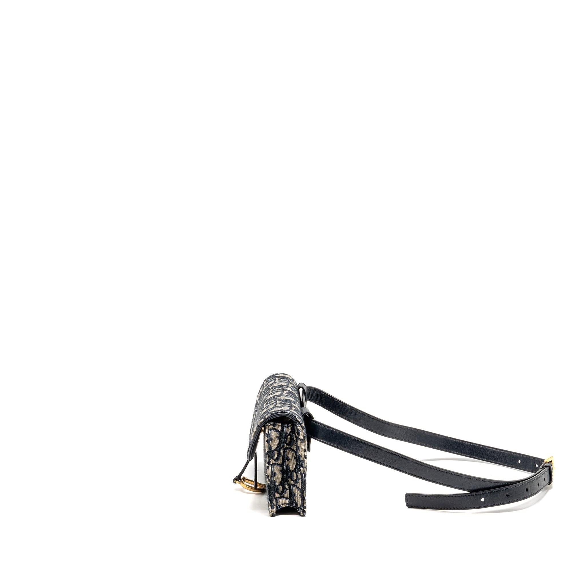 DIOR SADDLE BELT BAG BLUE OBLIQUE JACQUARD CANVAS GHW