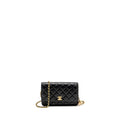 CHANEL PEARL CRUSH WALLET ON CHAIN LAMBSKIN BLACK GHW (MICROCHIP)