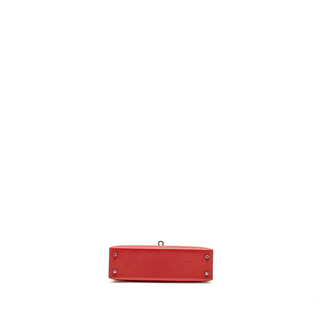 HERMES MINI KELLY II CHÈVRE MYSORE ROUGE CASAQUE/MAUVE SYLVESTRE SHW
