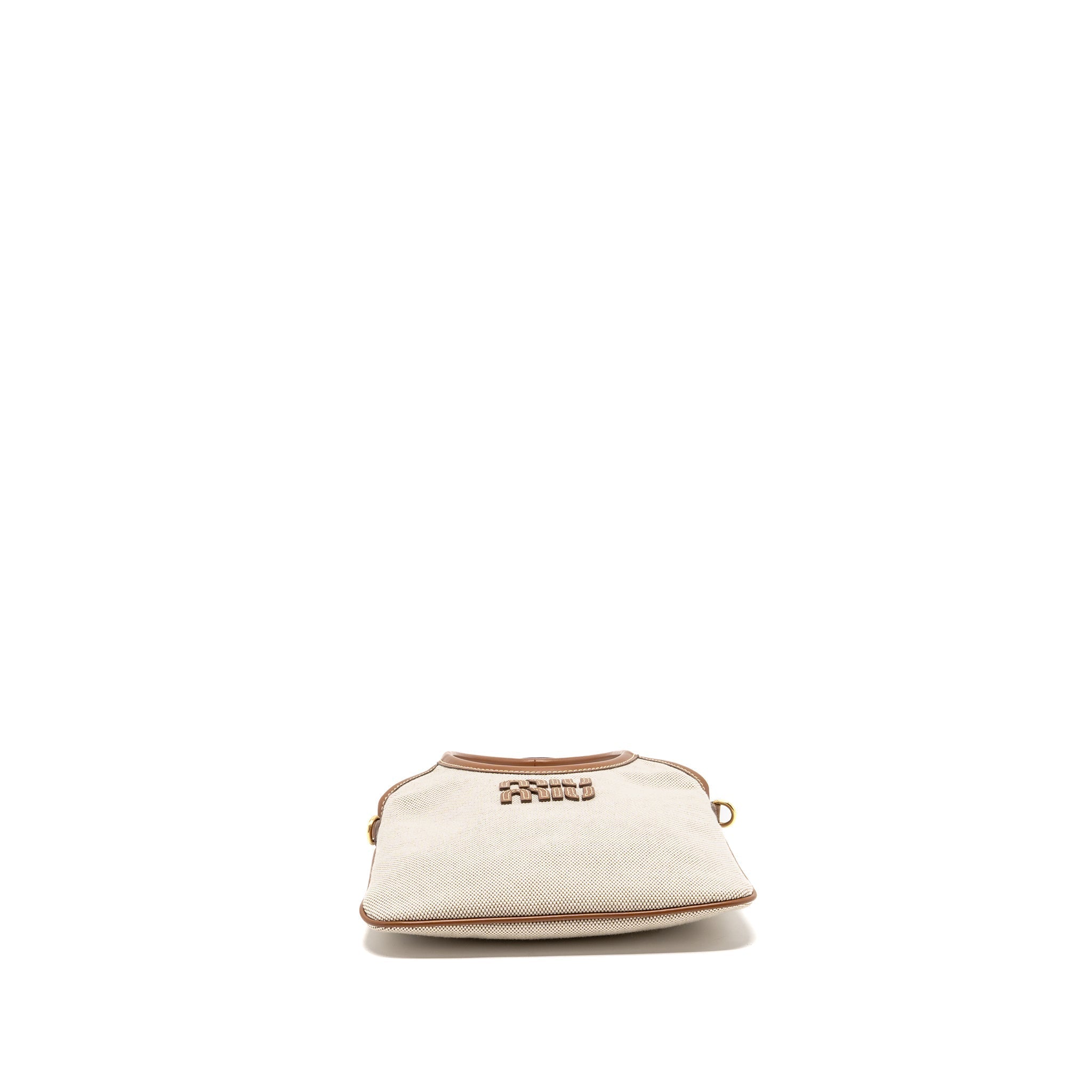 MIU MIU MINI IVY BAG CANVAS/LEATHER BEIGE/BRANDY GHW