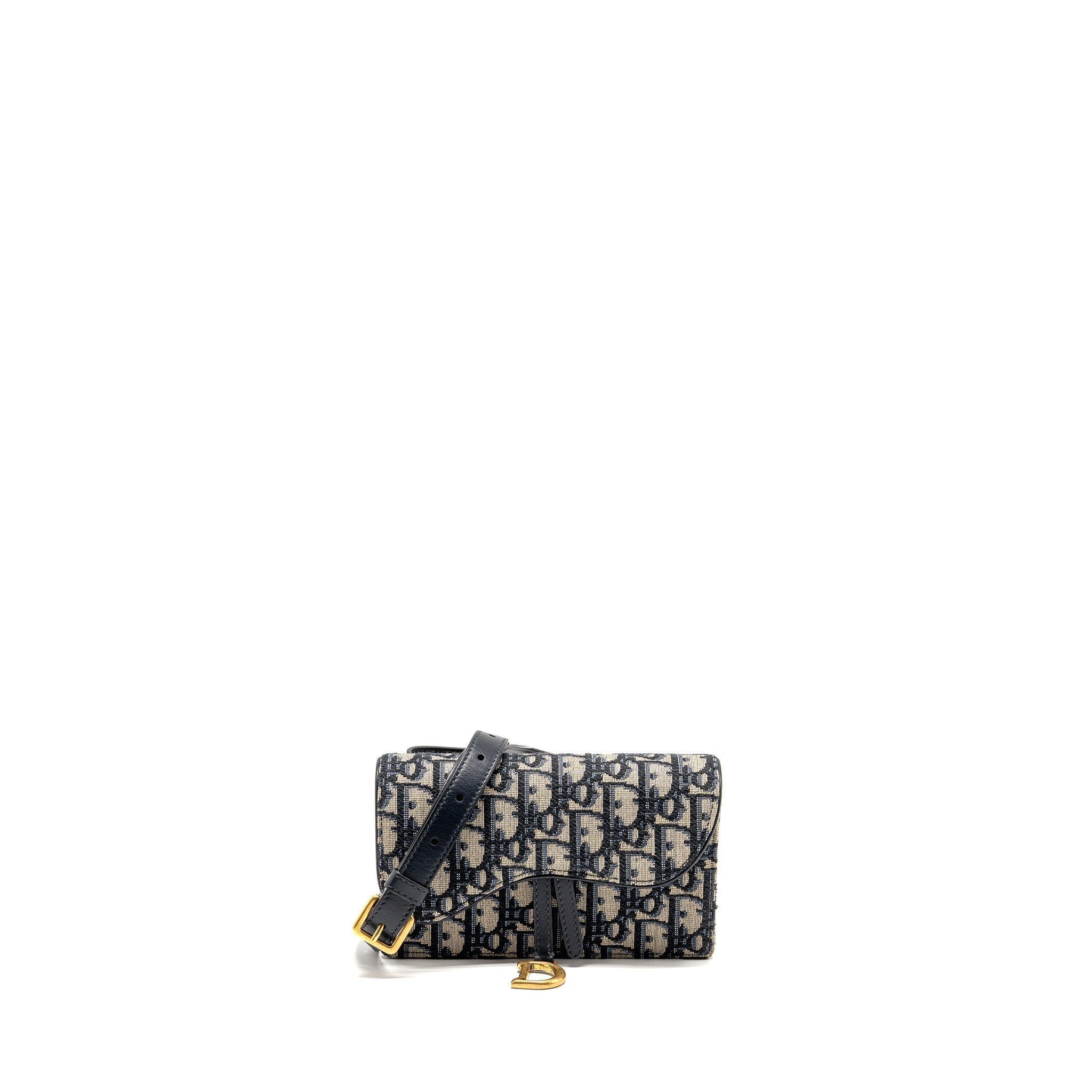 DIOR SADDLE BELT BAG BLUE OBLIQUE JACQUARD CANVAS GHW