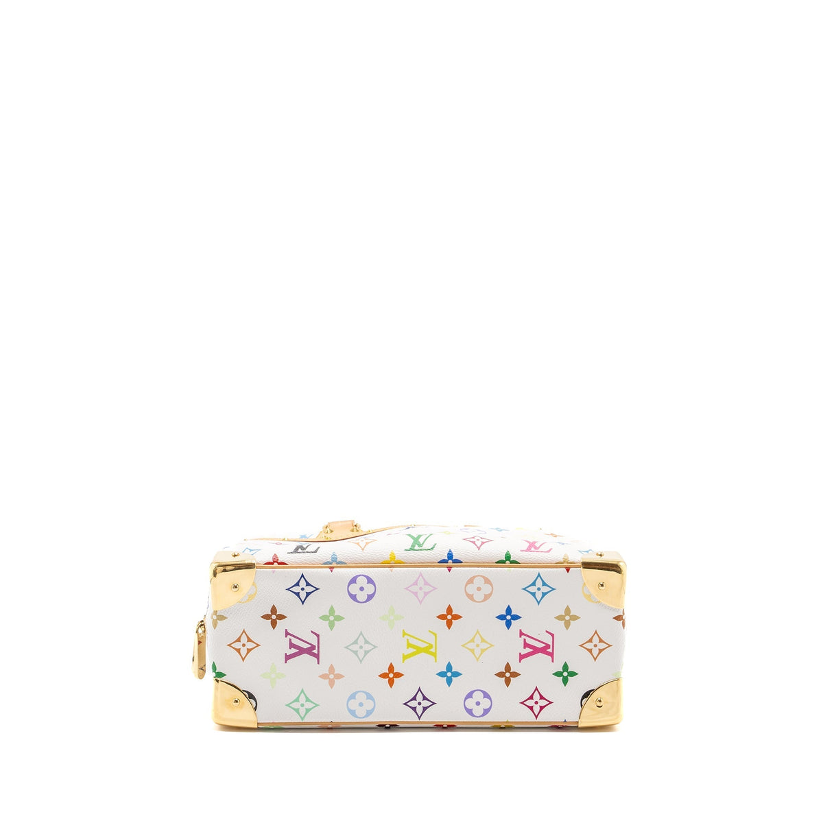 LOUIS VUITTON VINTAGE TOP HANDLE ZIP TOTE BAG WHITE MULTICOLOR MONOGRAM CANVAS GHW