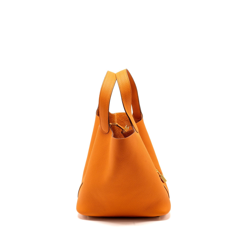 HERMES PICOTIN 22 LOCK BAG CLEMENCE ORANGE GHW