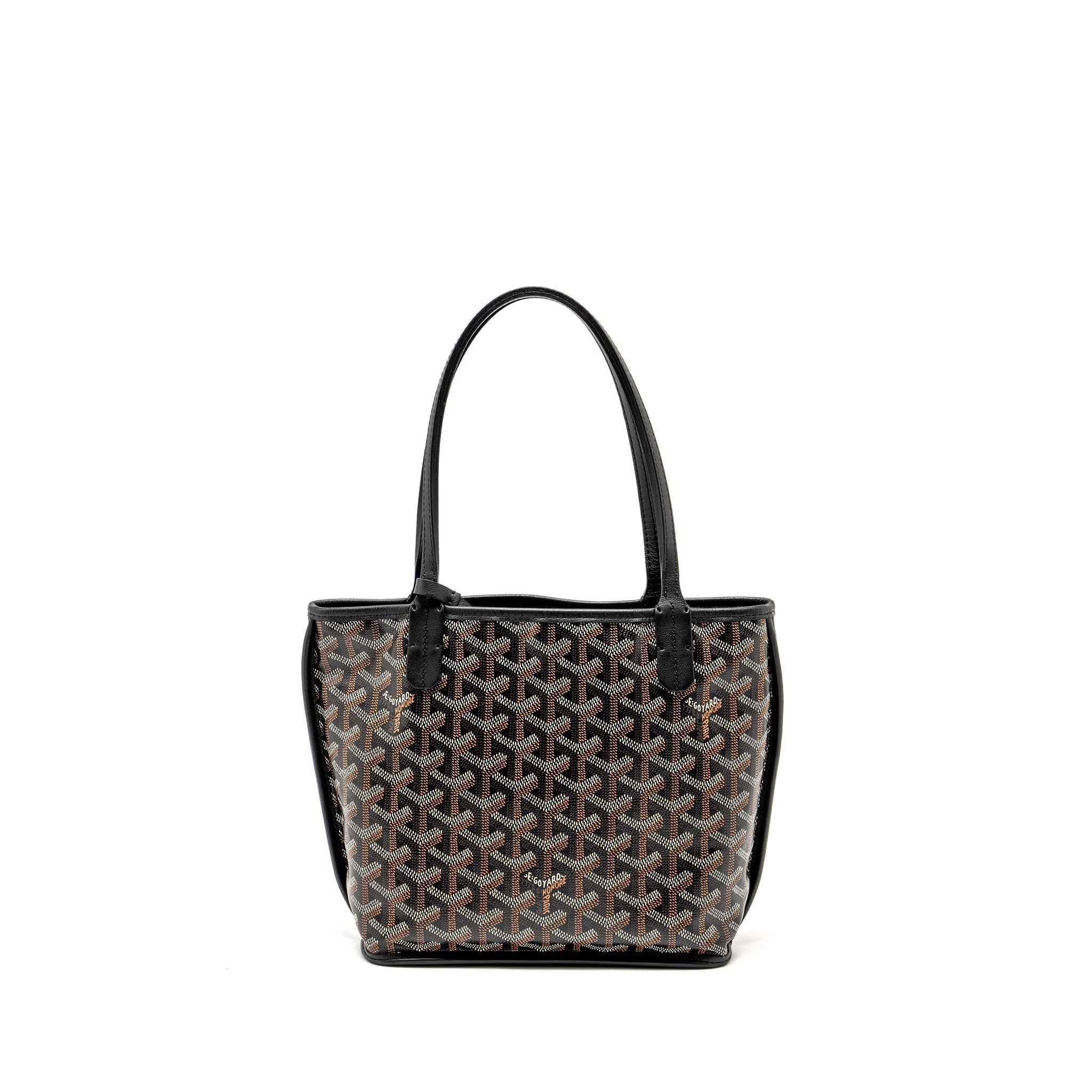 GOYARD MINI ANJOU TOTE GOYARDINE CANVAS / CALFSKIN BLACK SHW