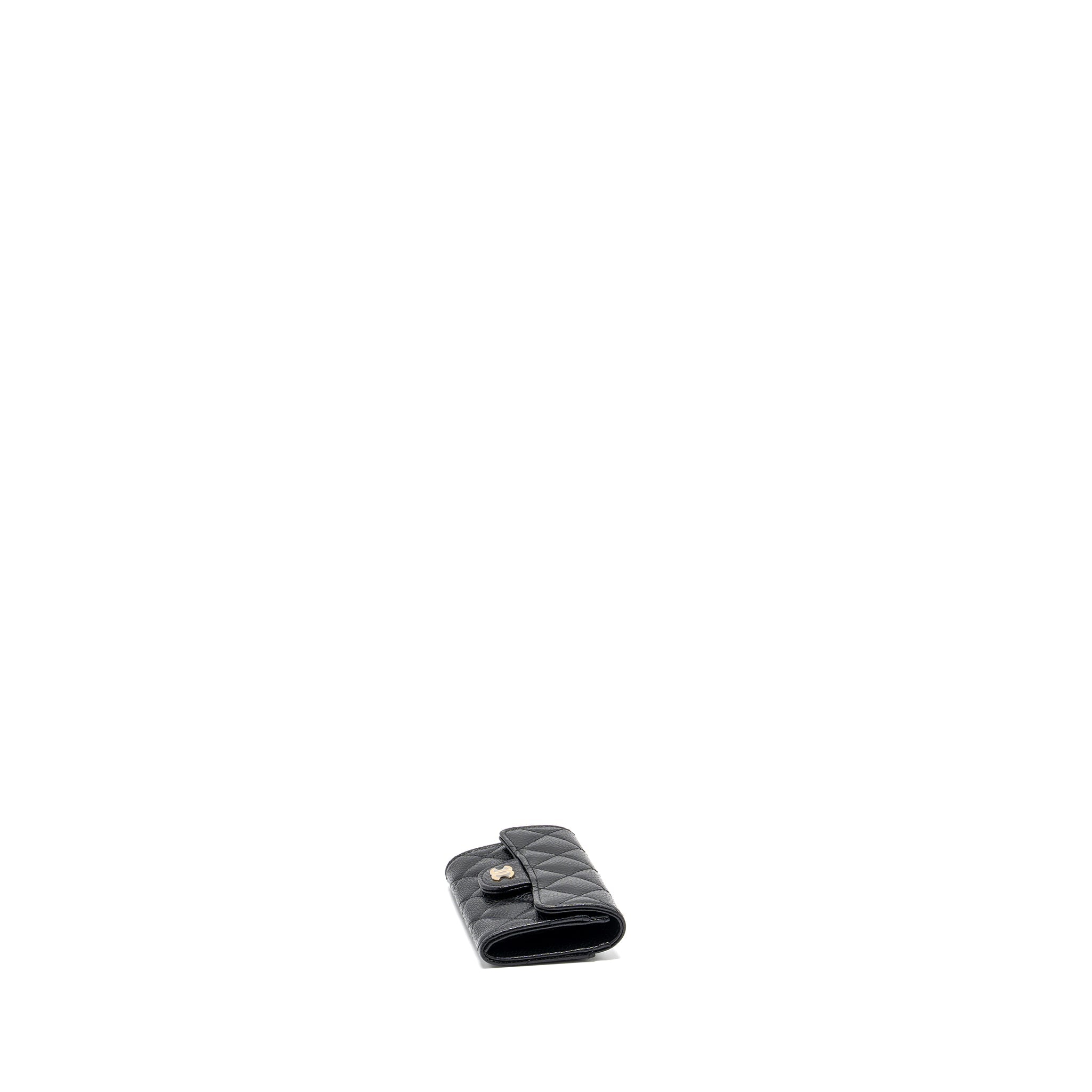 CHANEL CLASSIC FLAP CARD HOLDER CAVIAR BLACK GHW  (MICROCHIP)