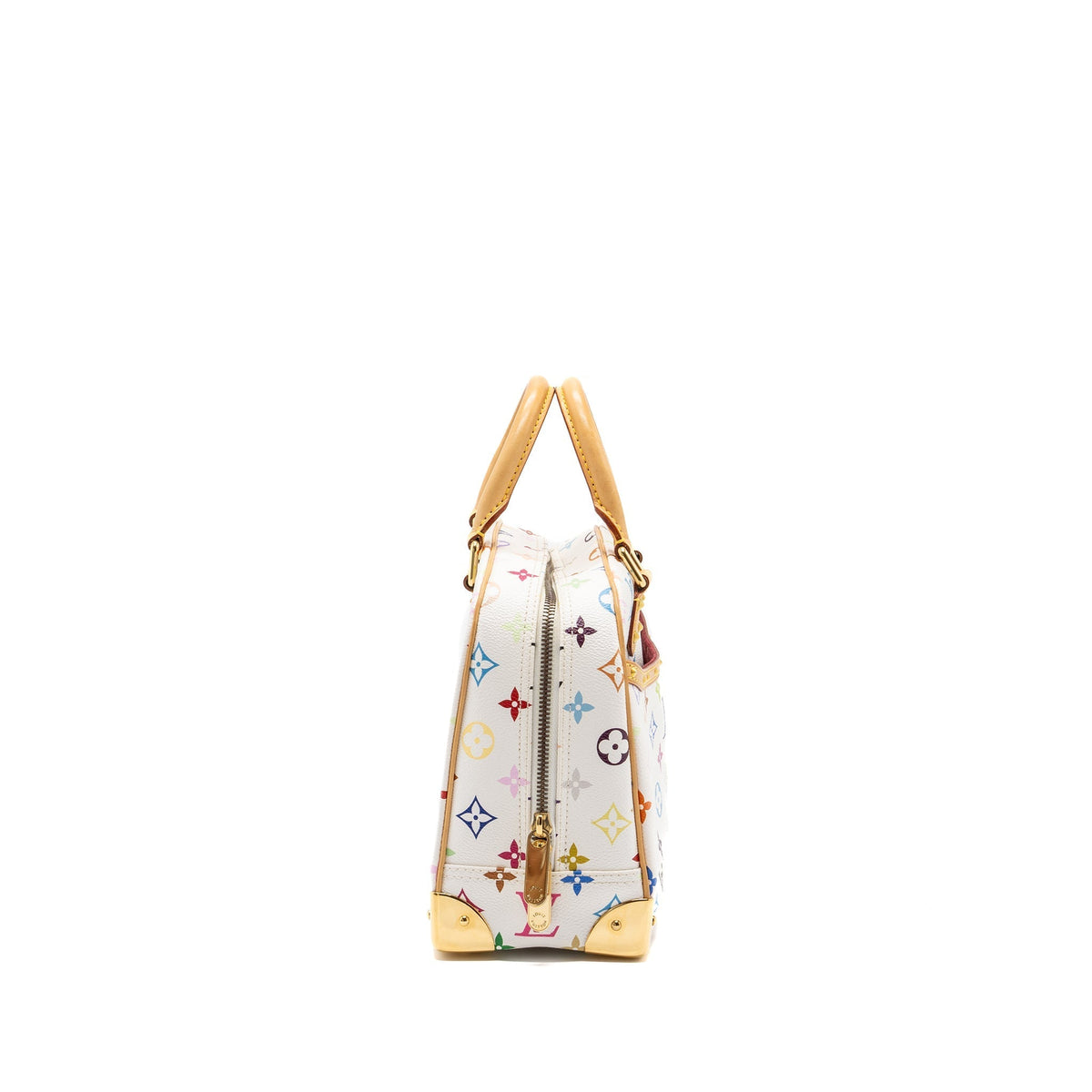 LOUIS VUITTON VINTAGE TOP HANDLE ZIP TOTE BAG WHITE MULTICOLOR MONOGRAM CANVAS GHW