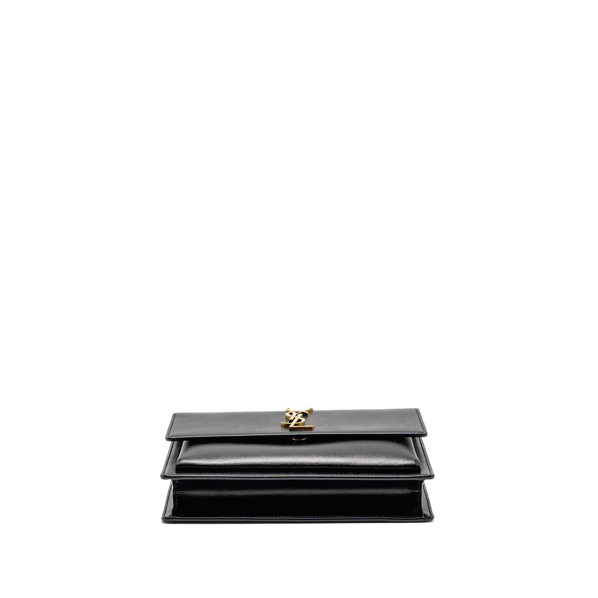 SAINT LAURENT/YSL MEDIUM TOP HANDLE SUNSET BAG CALFSKIN BLACK GHW