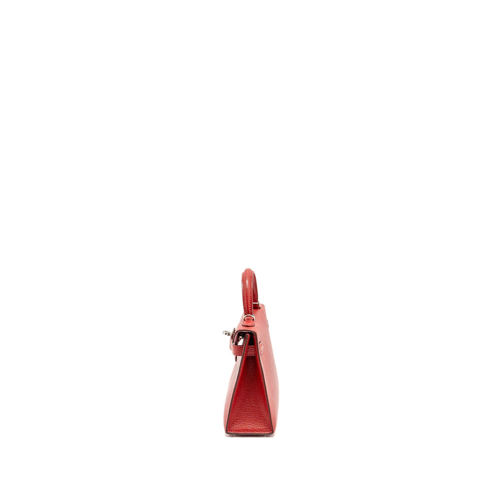 HERMES MINI KELLY II CHÈVRE MYSORE ROUGE CASAQUE/MAUVE SYLVESTRE SHW