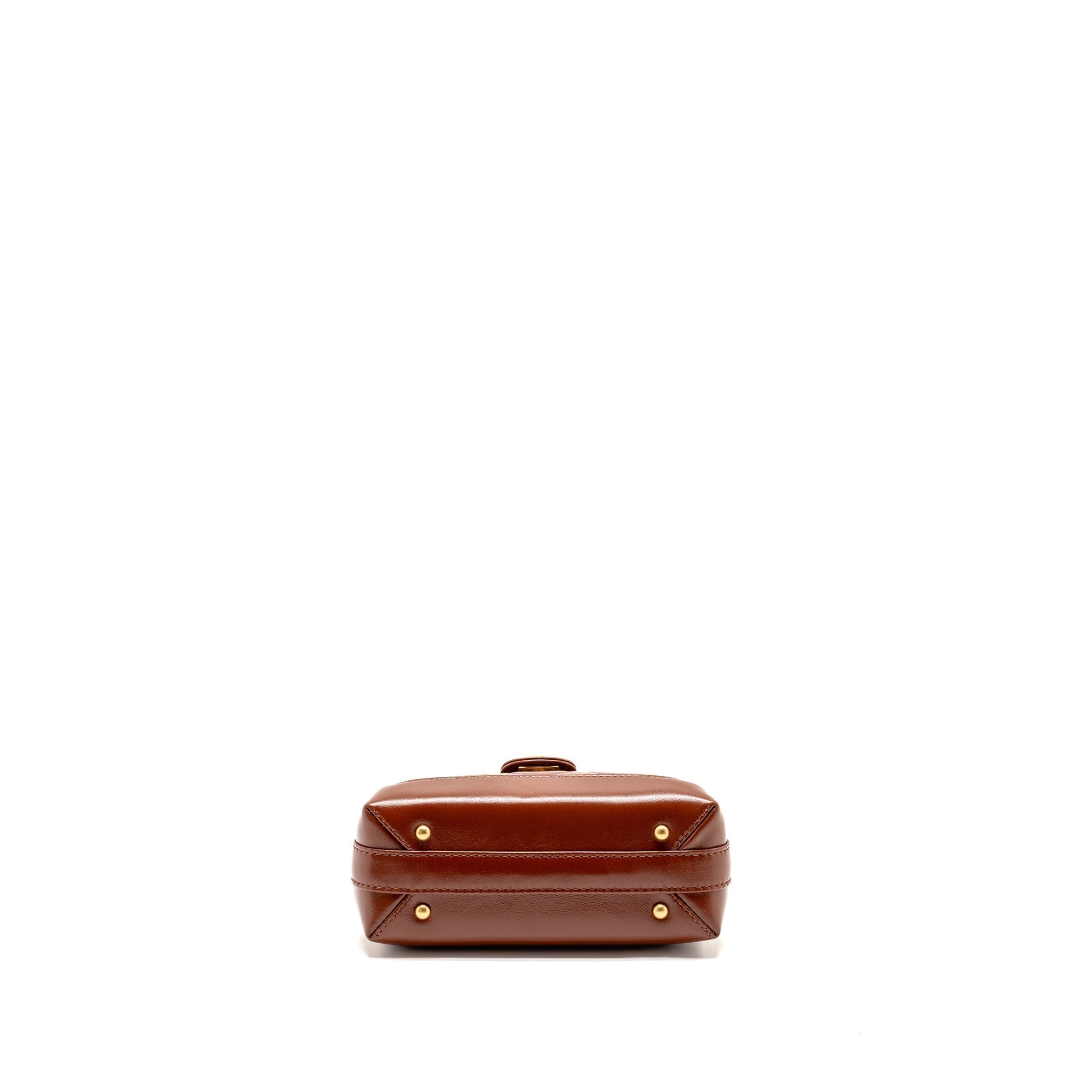 CHANEL 24A SMALL TOP HANDLE DOCTOR BAG QUILTED SHINY LAMBSKIN CARAMEL GHW (MICROCHIP)