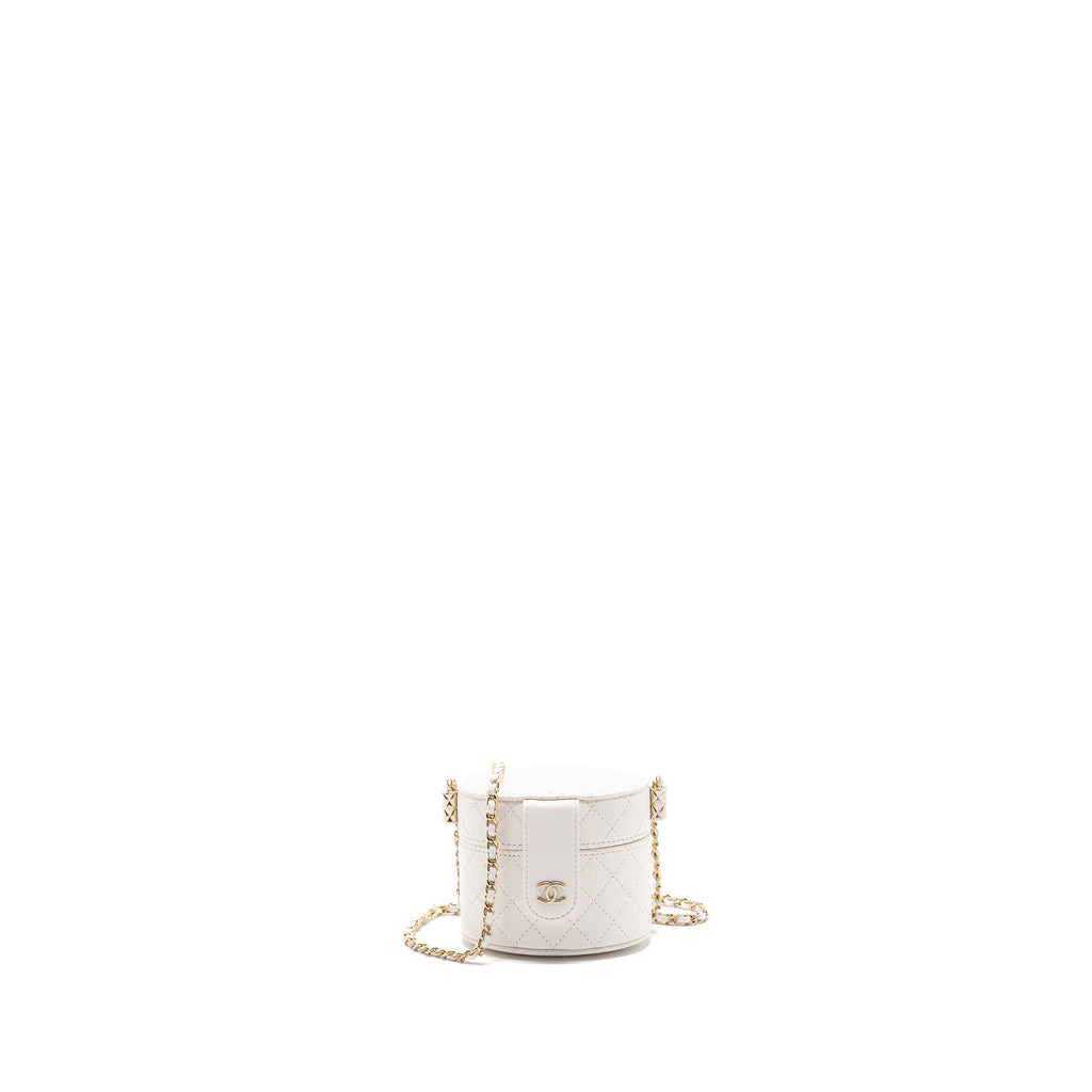 CHANEL MINI VANITY WITH CHAIN LAMBSKIN WHITE LGHW