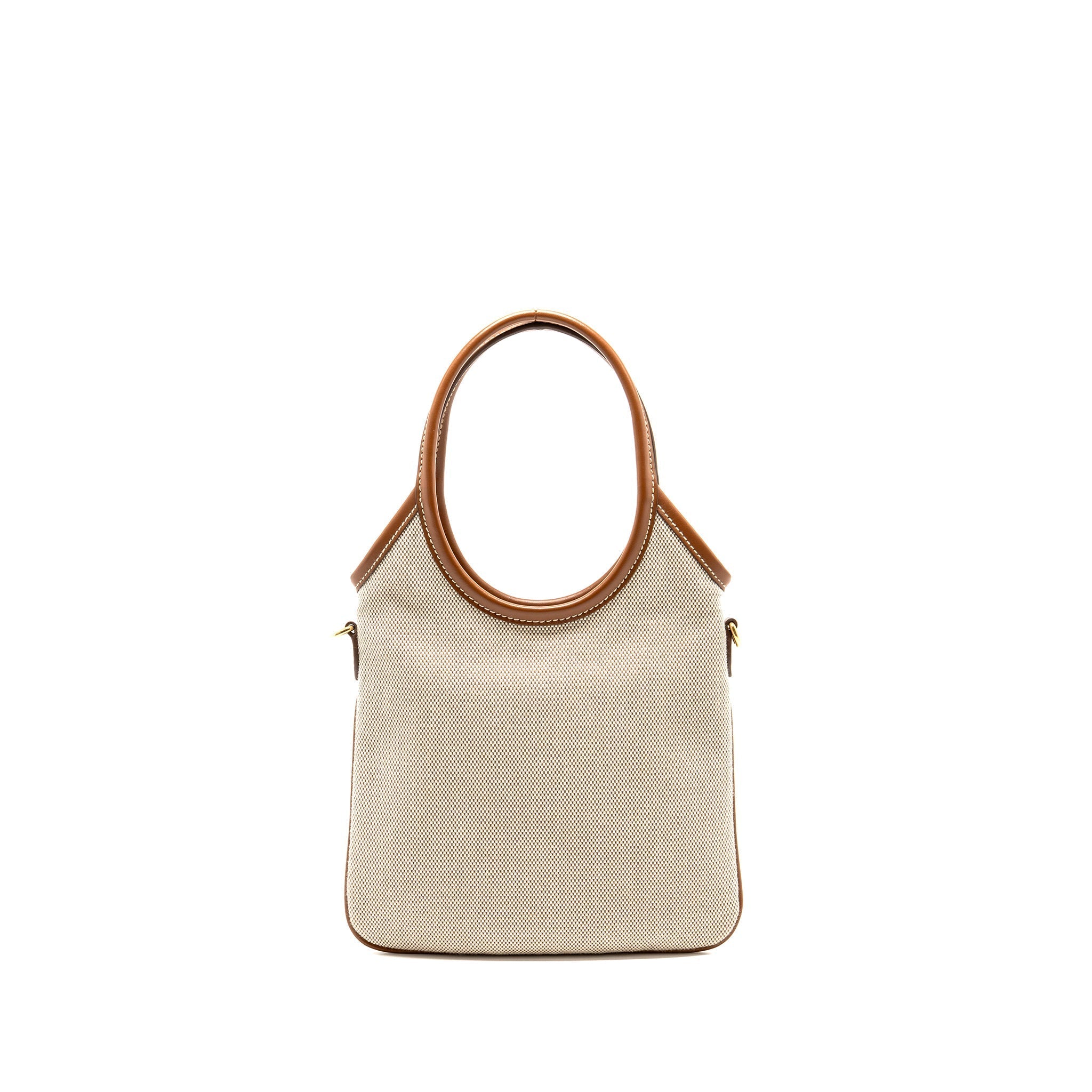 MIU MIU MINI IVY BAG CANVAS/LEATHER BEIGE/BRANDY GHW