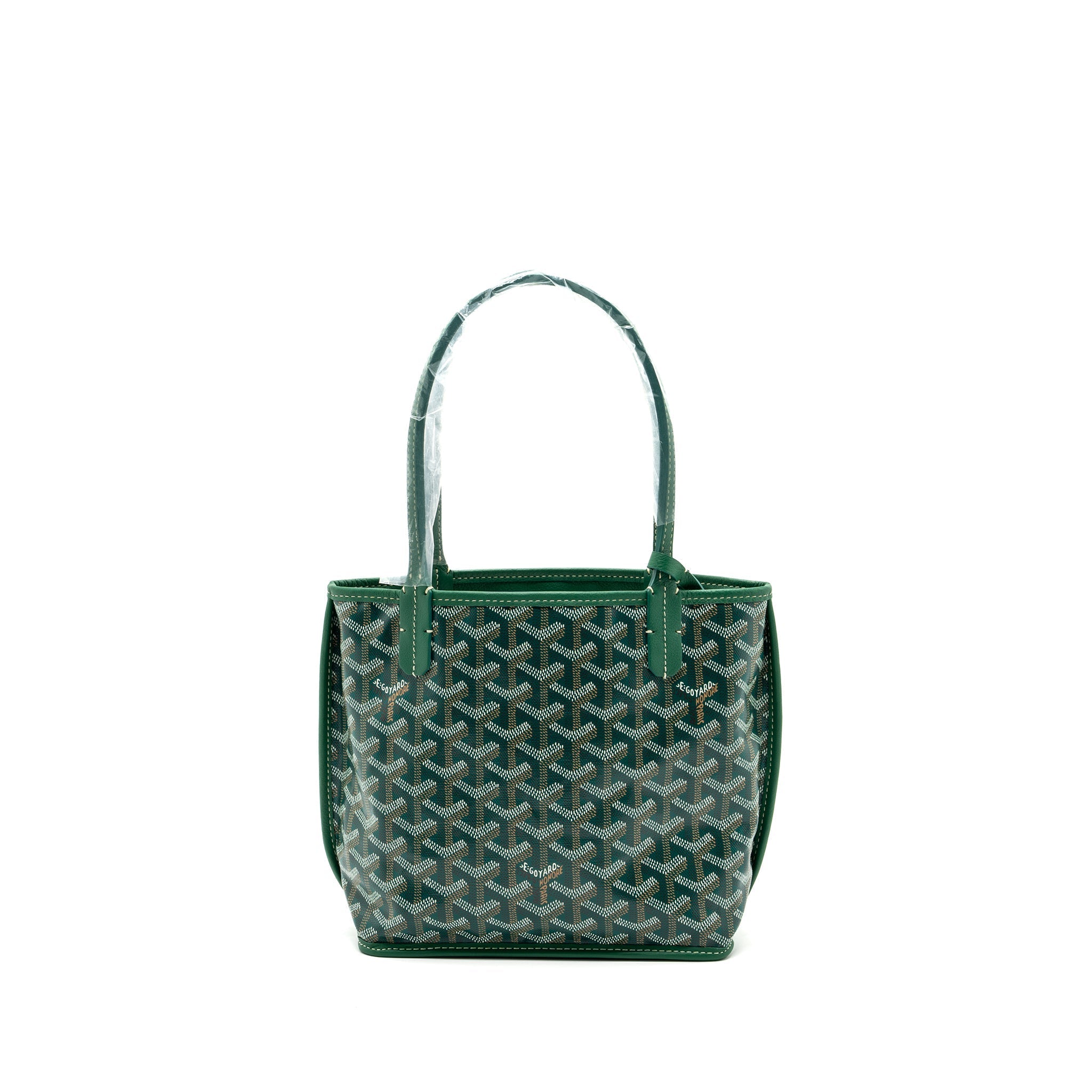 GOYARD MINI ANJOU TOTE BAG GOYARDLINE CANVAS / CALFSKIN GREEN SHW
