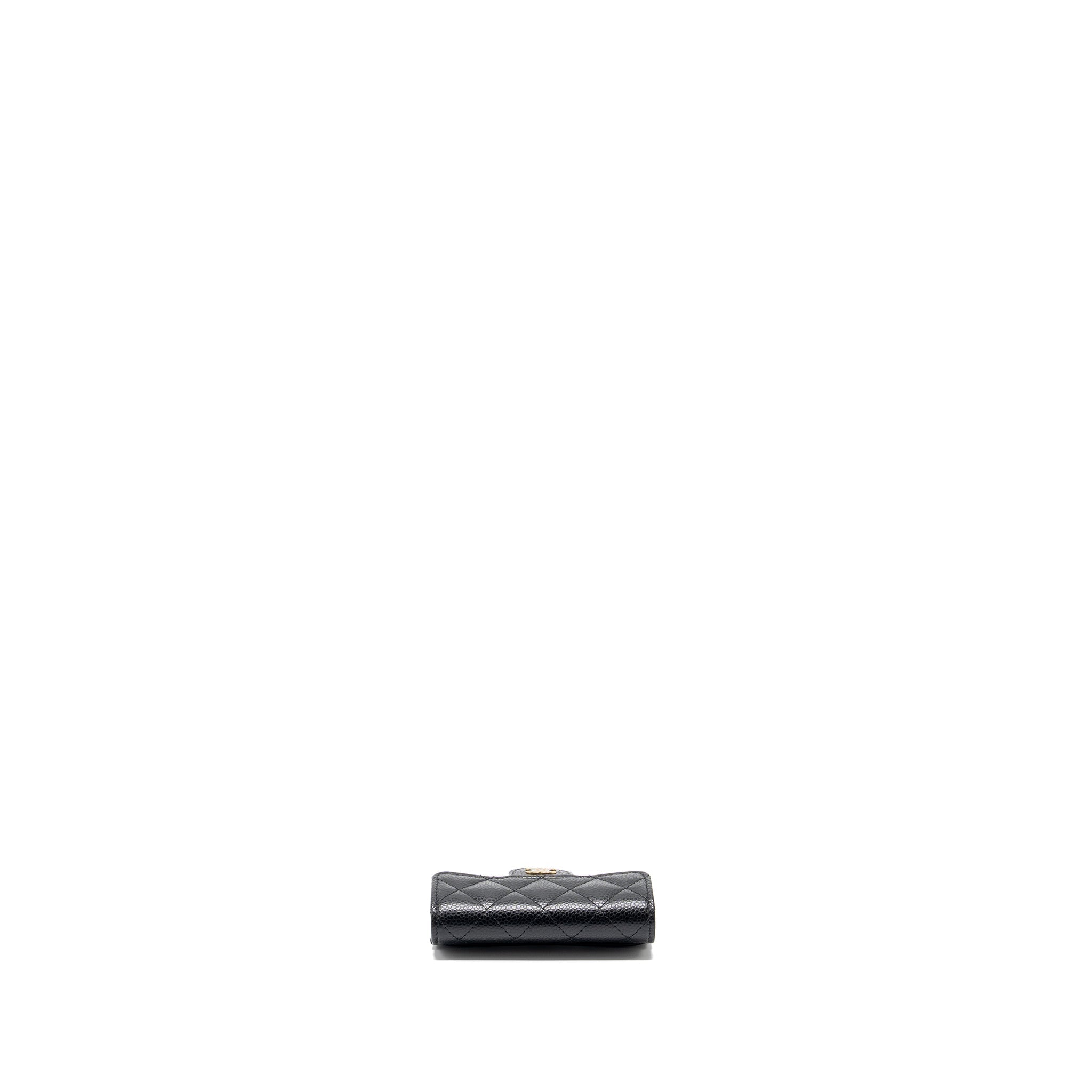 CHANEL CLASSIC FLAP CARD HOLDER CAVIAR BLACK GHW  (MICROCHIP)