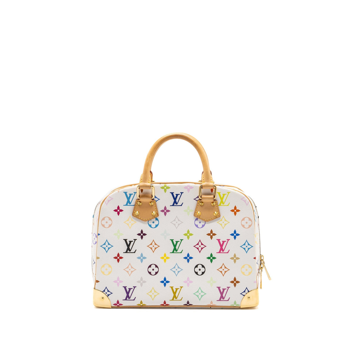LOUIS VUITTON VINTAGE TOP HANDLE ZIP TOTE BAG WHITE MULTICOLOR MONOGRAM CANVAS GHW