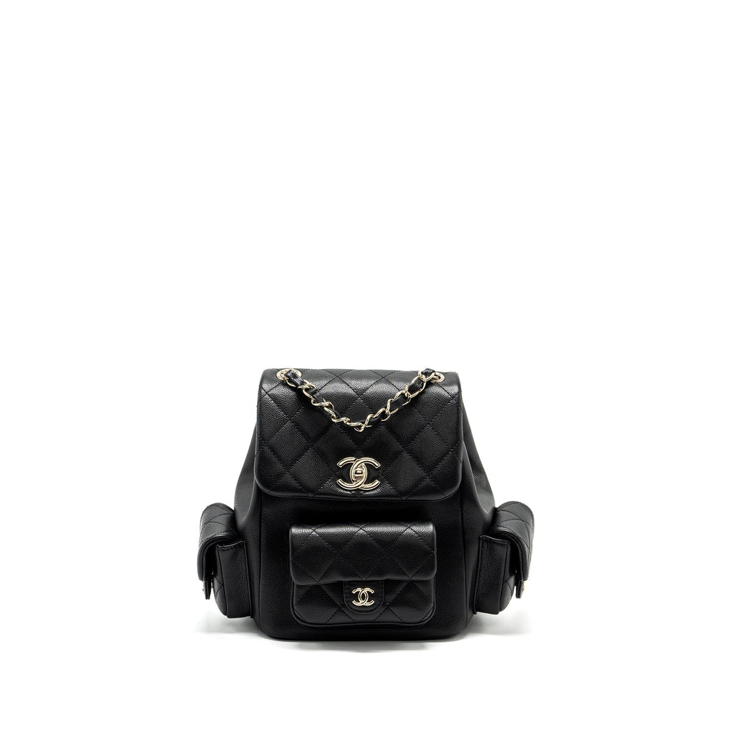 CHANEL TRIPLE POCKET BACKPACK CAVIAR BLACK LGHW (MICROCHIP)