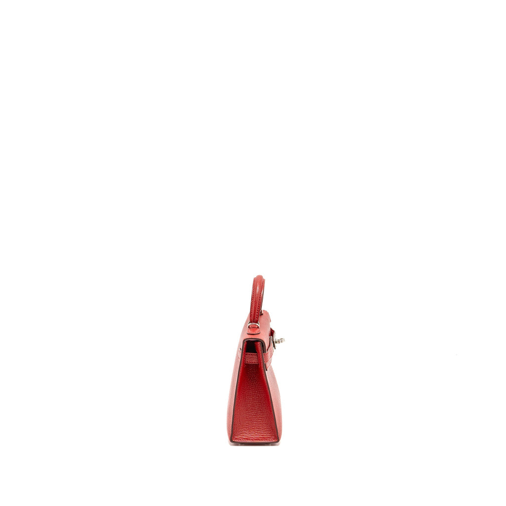 HERMES MINI KELLY II CHÈVRE MYSORE ROUGE CASAQUE/MAUVE SYLVESTRE SHW