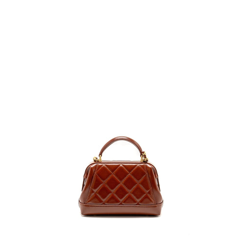 CHANEL 24A SMALL TOP HANDLE DOCTOR BAG QUILTED SHINY LAMBSKIN CARAMEL GHW (MICROCHIP)