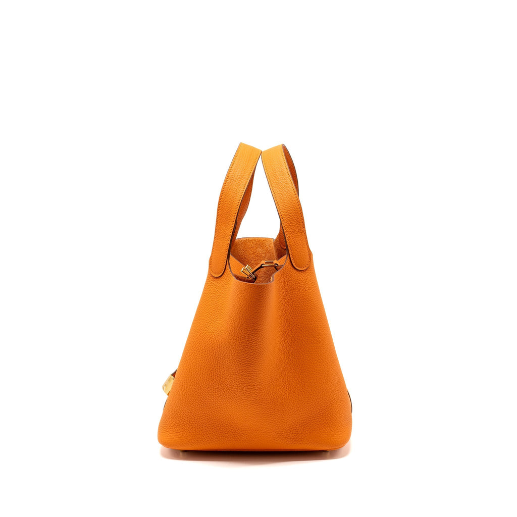 HERMES PICOTIN 22 LOCK BAG CLEMENCE ORANGE GHW