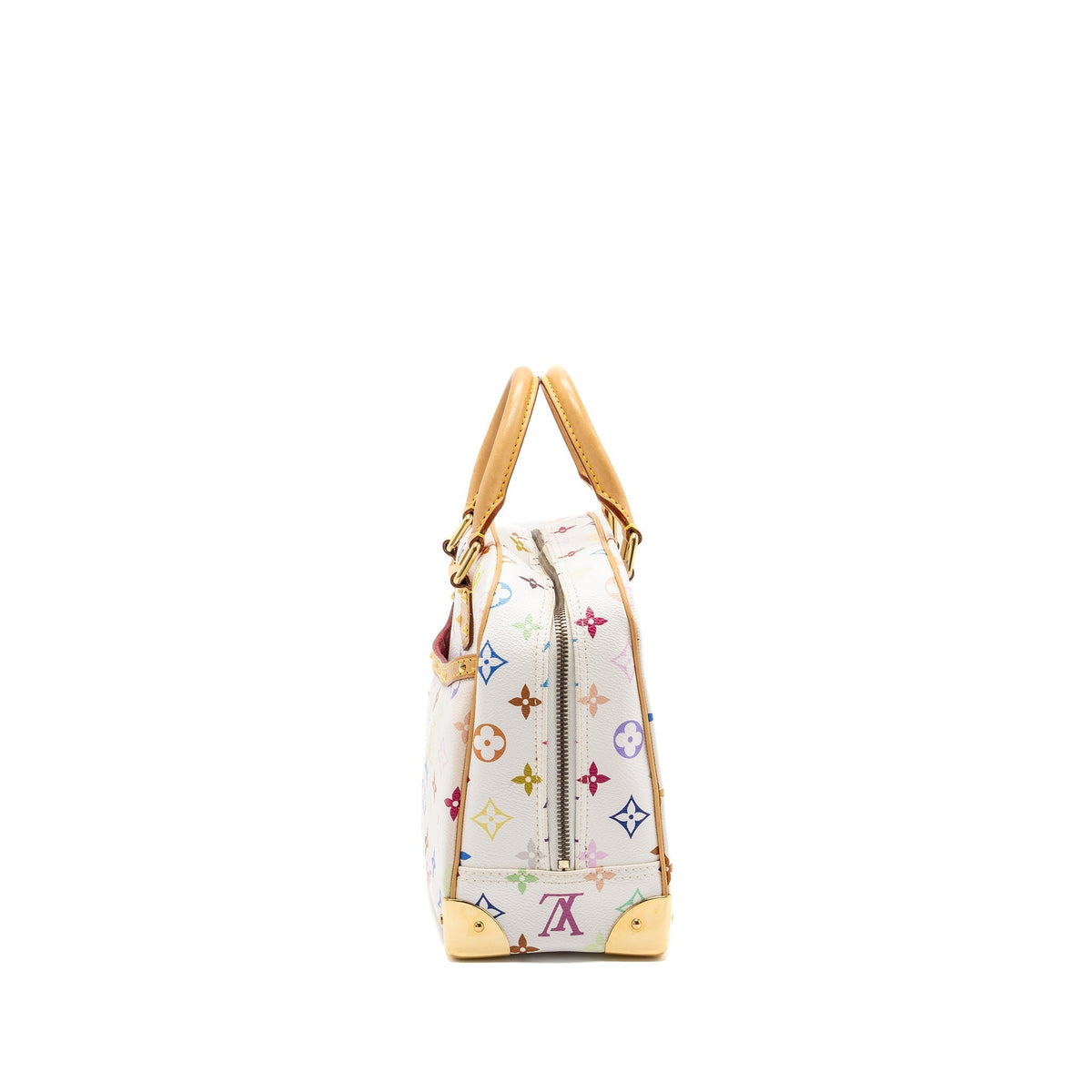 LOUIS VUITTON VINTAGE TOP HANDLE ZIP TOTE BAG WHITE MULTICOLOR MONOGRAM CANVAS GHW