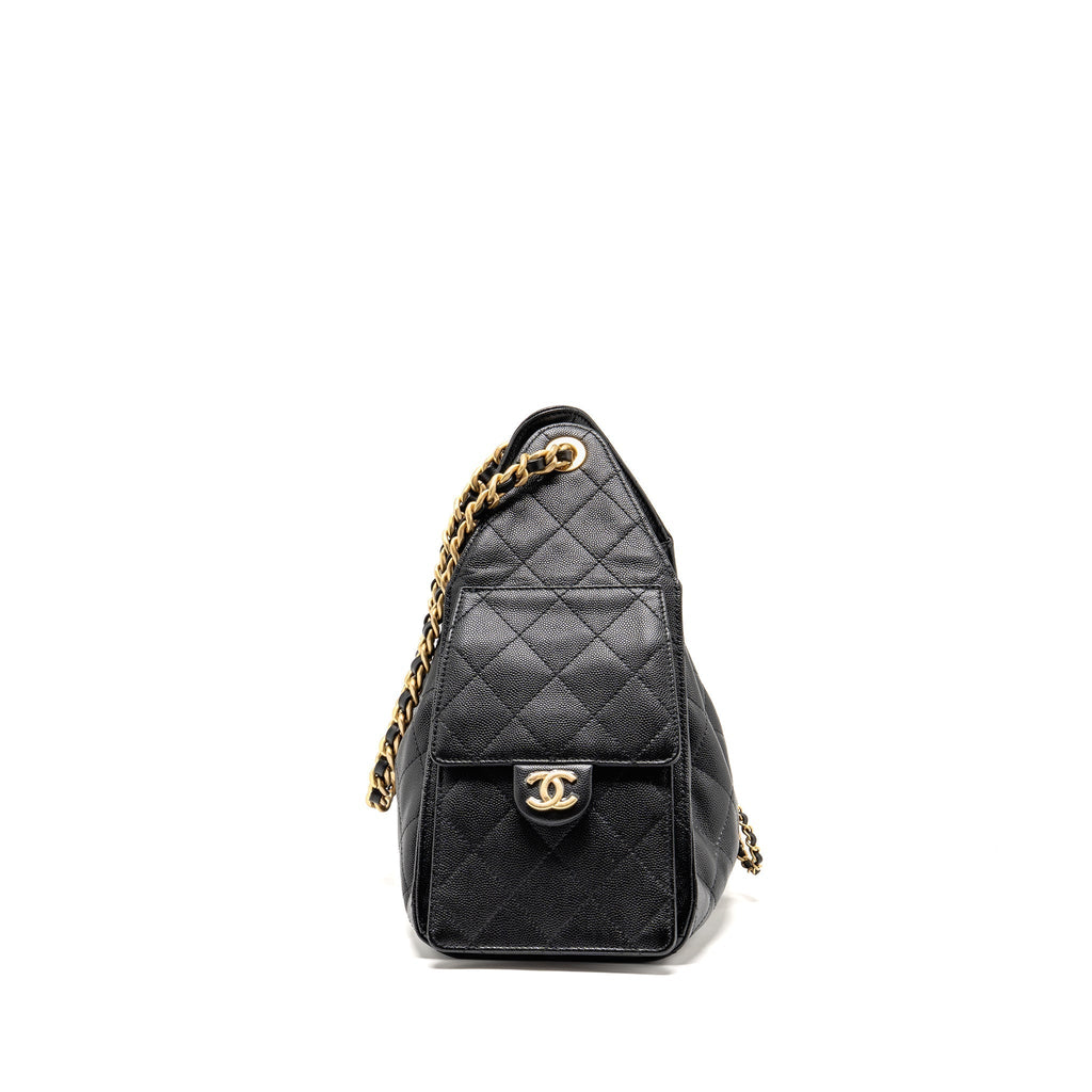 CHANEL SMALL 25 BAG CAVIAR BLACK GHW (MICROCHIP)