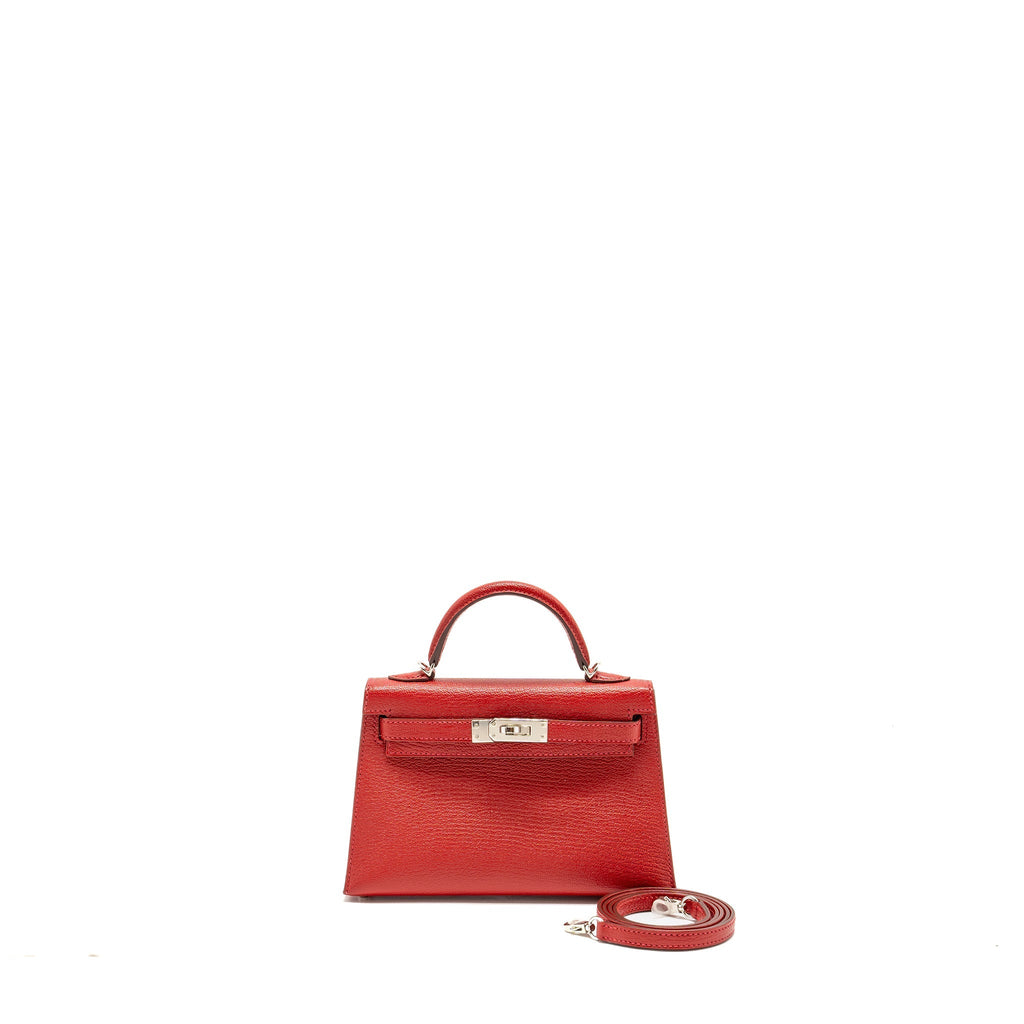 HERMES MINI KELLY II CHÈVRE MYSORE ROUGE CASAQUE/MAUVE SYLVESTRE SHW