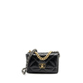 CHANEL SMALL 19 BAG GOATSKIN BLACK MULTICOLOUR HARDWARE