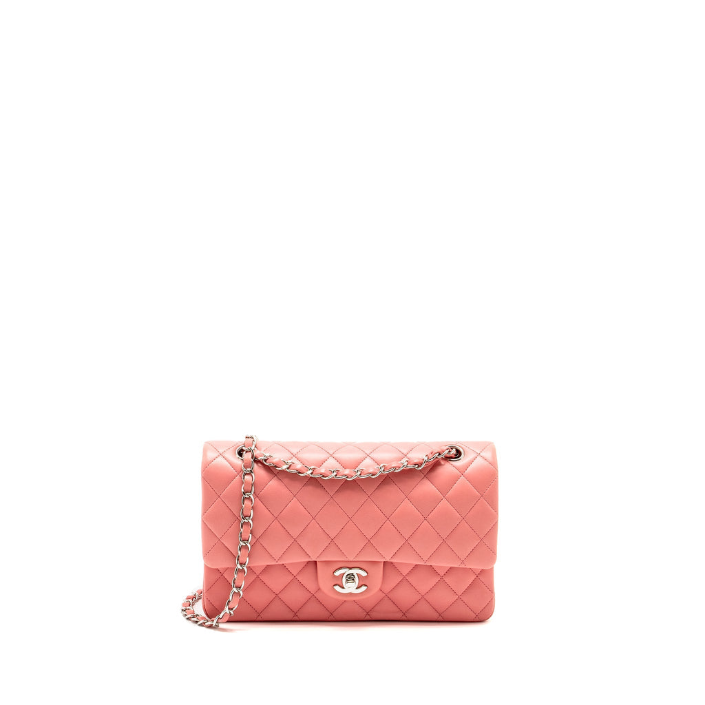 CHANEL MEDIUM CLASSIC DOUBLE FLAP BAG LAMBSKIN PINK SHW
