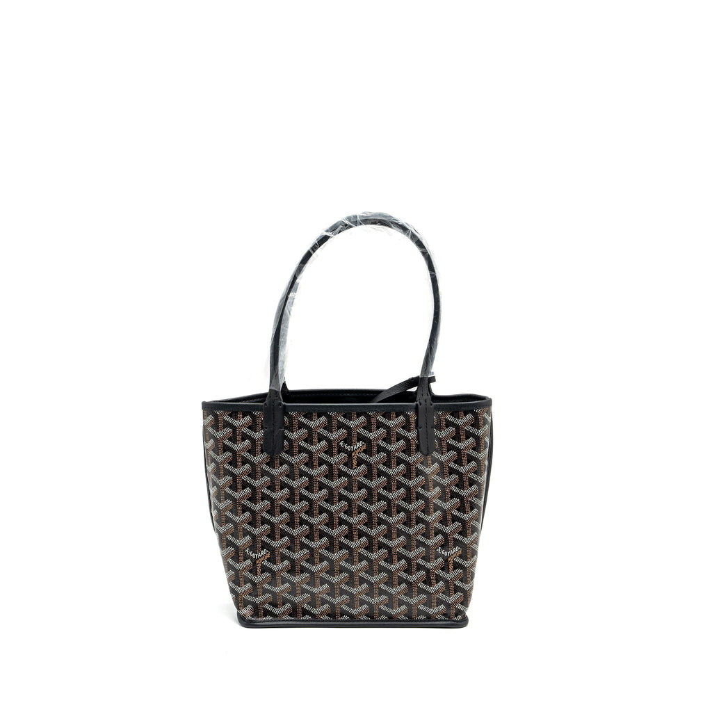 GOYARD MINI ANJOU TOTE BAG GOYARDLINE CANVAS / CALFSKIN BLACK SHW