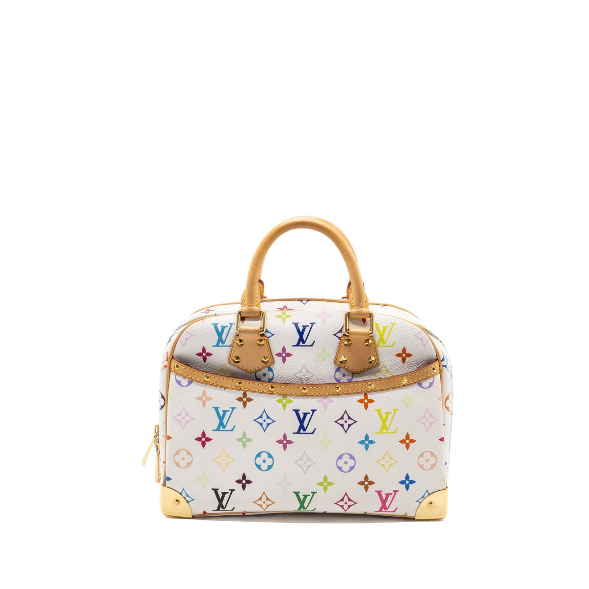 LOUIS VUITTON VINTAGE TOP HANDLE ZIP TOTE BAG WHITE MULTICOLOR MONOGRAM CANVAS GHW